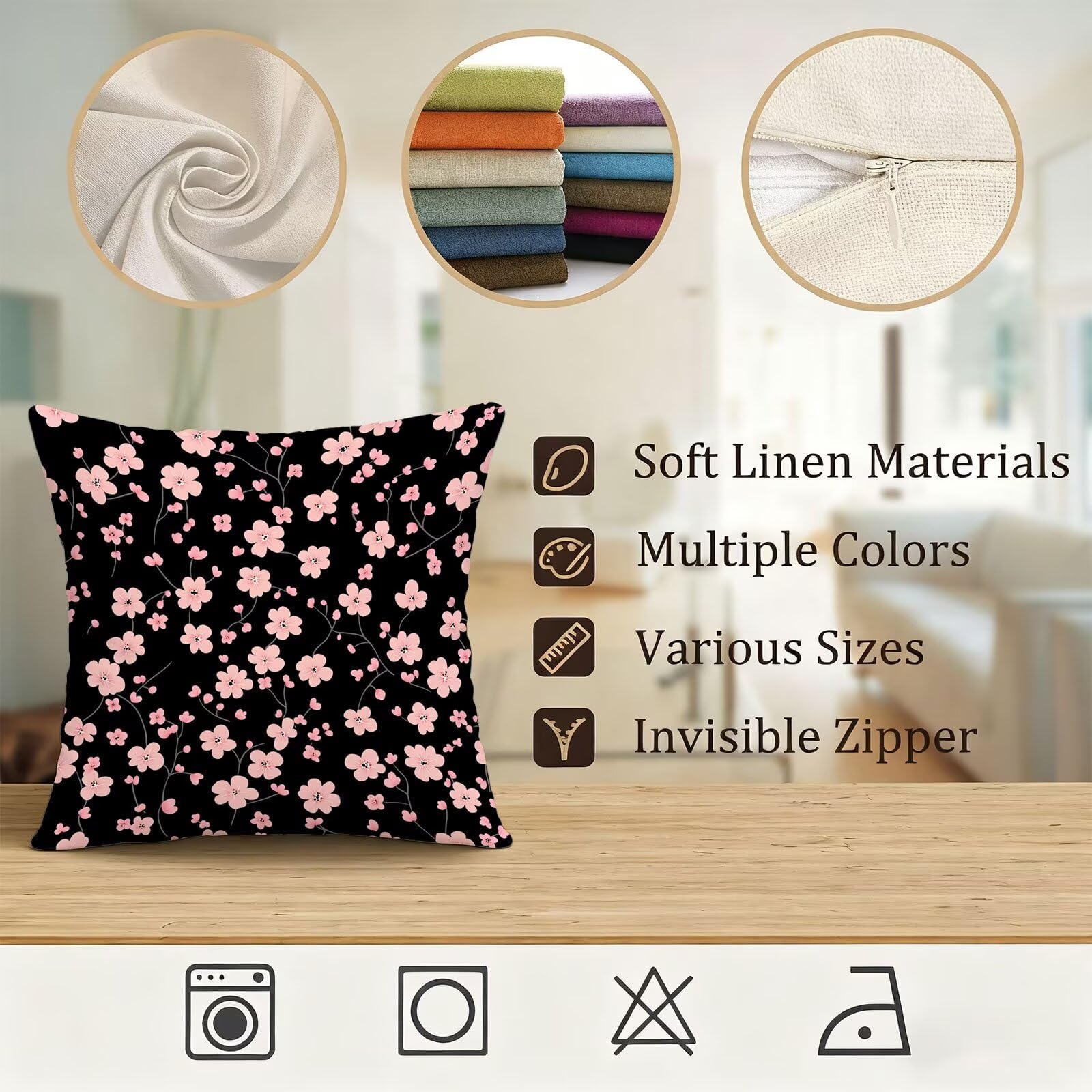 Rose Housse Coussin 60x60 Fleur Taie Oreiller 60x60 Lot de 4 Super Doux Protege Oreiller 60 x 60 Decoration Automne Taie D'oreiller Carrées Coussin Canape, pour Maison Chambre Canapé Chaise E - 812