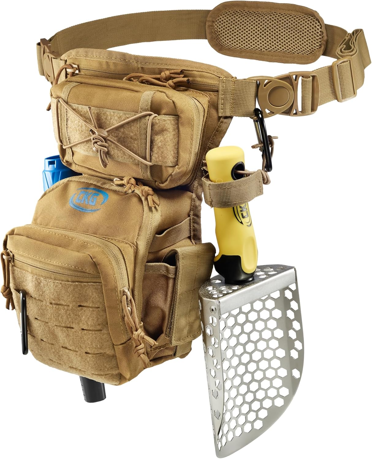 CKG Leg Bag Tactical Pouch for Metal Detecting, Drop Leg Bag, Waterproof Metal Detector Tool Bag, Motorcycle, Fishing, Tactical Bags for Men, Metal Detector Accessories, Khaki