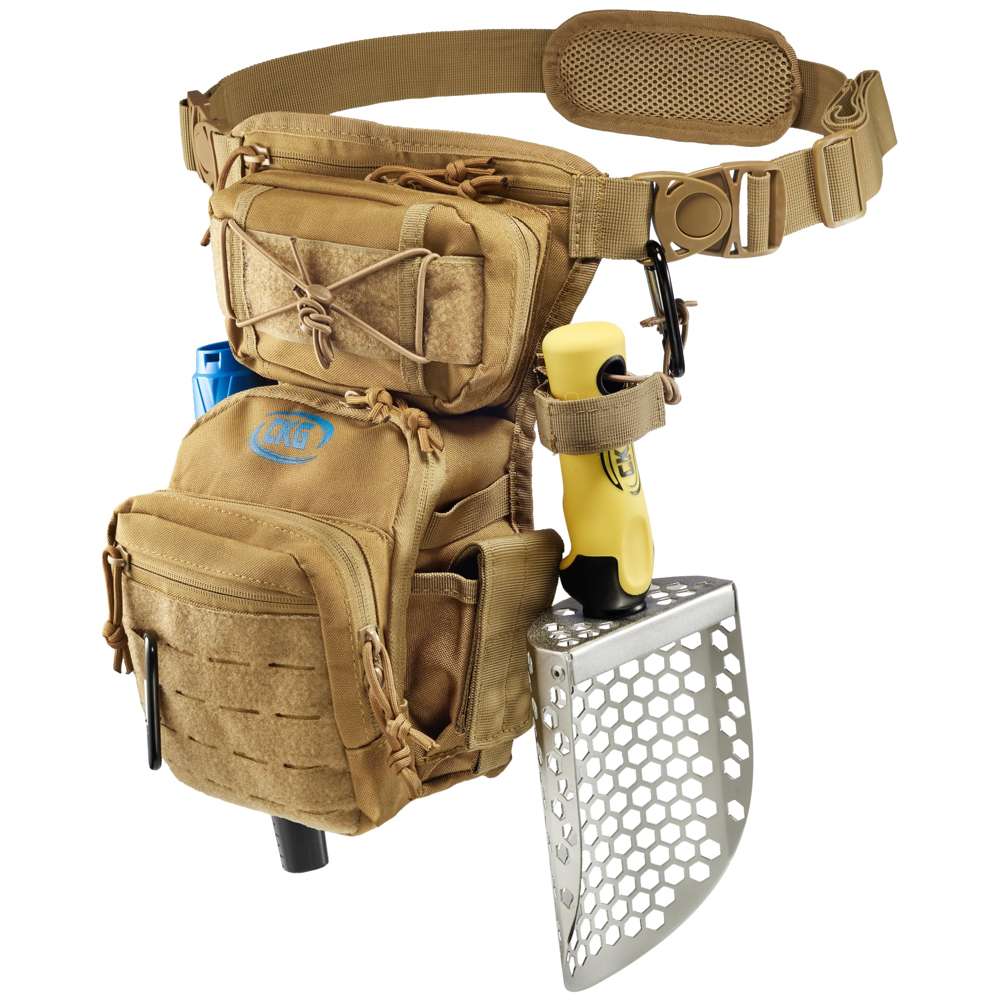 CKG Leg Bag Tactical Pouch for Metal Detecting, Drop Leg Bag, Waterproof Metal Detector Tool Bag, Motorcycle, Fishing, Tactical Bags for Men, Metal Detector Accessories, Khaki