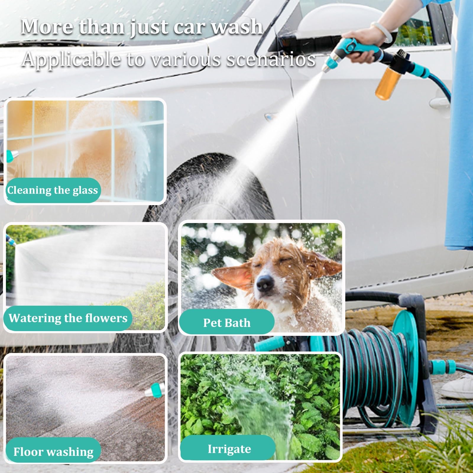 Carrete de manguera de montaje en pared con manguera de 1040 m, boquilla de pulverización portátil y accesorios, sistema de riego que ahorra espacio para uso doméstico y jardinería