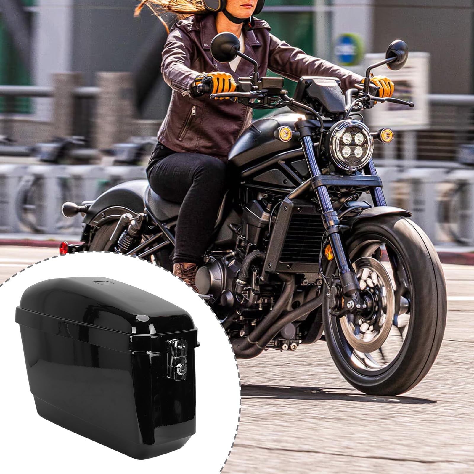 Aramox 1 par de Alforjas Duras para Moto de 45L con Kit de Montaje de Revestimiento de Bloqueo Caja de Almacenamiento Lateral Universal para Maletero de Motocicleta de Plástico ABS