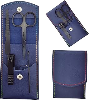 Manicure Set, Professional Men/Women Nail Clippers Kit 4PCS， Stainless Steel Nail Cutter Care Tools Professional Grooming Kits, PU Leather Travel Case(black)