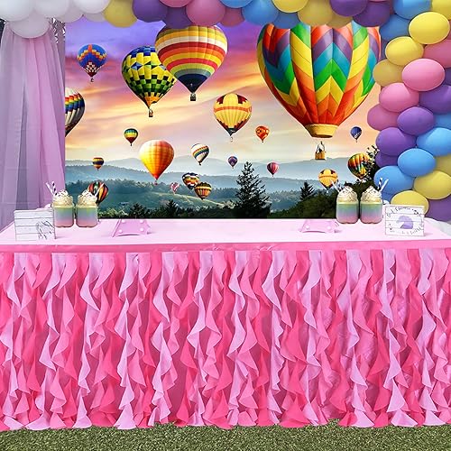 Miniatura 4 de EMDSPR Fondo de globo de aire caliente vinilo de 10 x 7 pies colorido cielo arco iris montañas fondo de fotografía decoración de fiesta de viaje