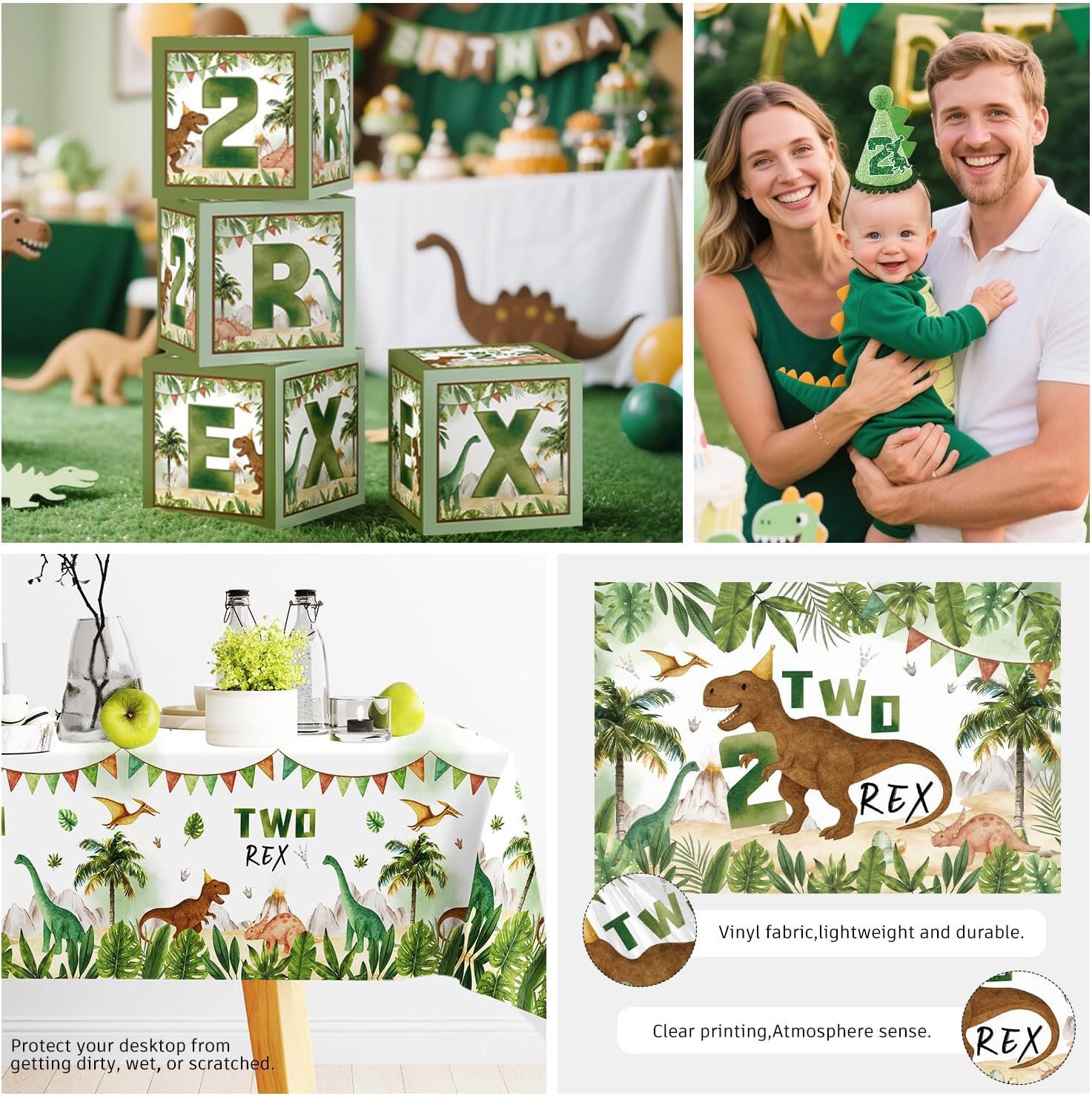 cocomigo 237pcs Two Rex Birthday Decorations Boy Complete Party Set, Dinosaur Birthday Decorations 2, Serves 20 Guests, 2 Year Old Party Decor Boy, 2nd Party Decor for Boys