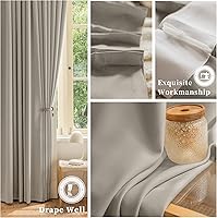 Vista 57 de Cortina plisada de 96 pulgadas de largo, con aislamiento térmico para oscurecer la habitación, cortina plisada con ganchos y alzapaños para sala