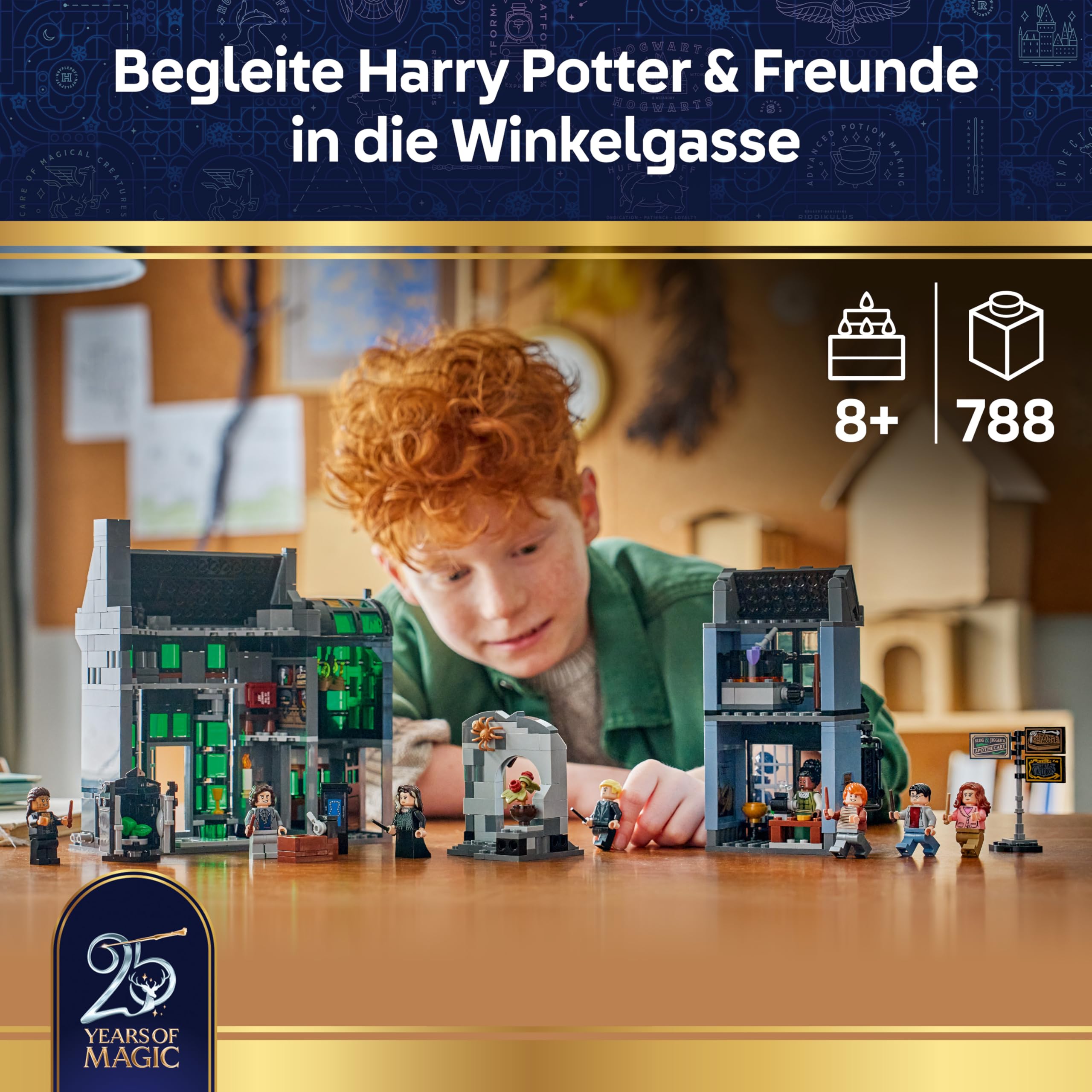 LEGO Harry Potter Zaubererläden in der Winkelgasse Spielzeug - Miniatur Modellbau mit 8 Minifiguren & sammelbarem Patronus - Kinderzimmer Deko - Geschenk für Mädchen, Jungen & Fans ab 8 Jahren - 76471