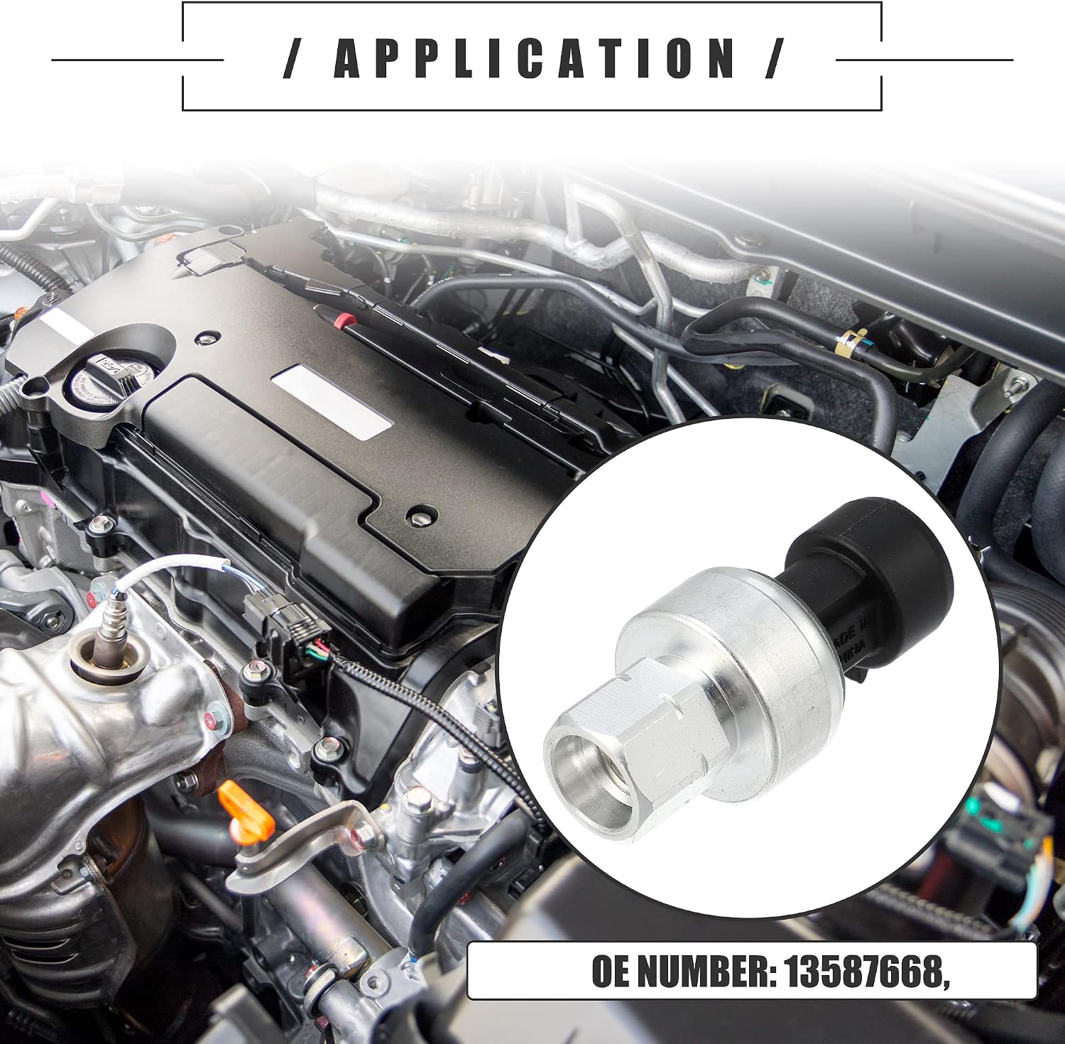 Motoforti Air Conditioning Refrigerator Pressure Sensor, for Chevrolet Traverse LS LT LTZ 3.6L V6 - Gas 2009-2016, Metal,13587668, Black Silver Tone