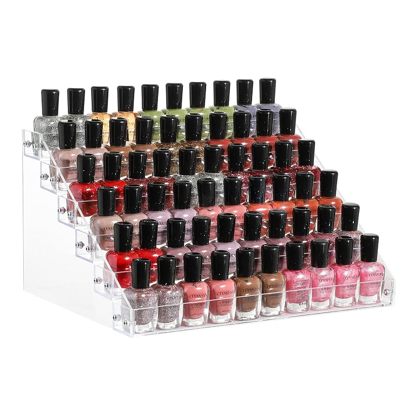 Cq acrylic Organizador de Parede em Acrílico Transparente com 6 Compartimentos para Esmaltes, Cosméticos e Óleos Essenciais