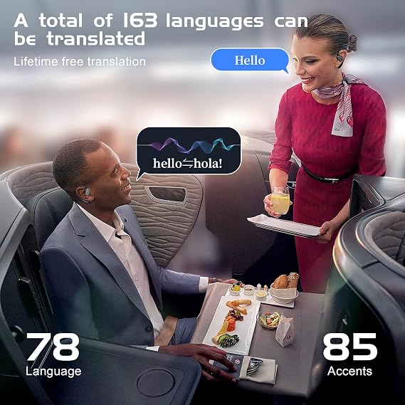 IAMJOY Language Translation Earbuds, 163 Two Way AI Translator Earbuds Language Translator OWS Earbuds Real Time 3-in-1 Online Translator Device with APP Fit iOS & Android for Travel Business Learning