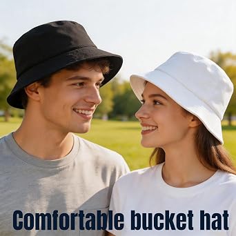 NPJY Bucket Hat for Women Men Cotton Summer Packable Sun Beach Fishing Hats Travel Cap