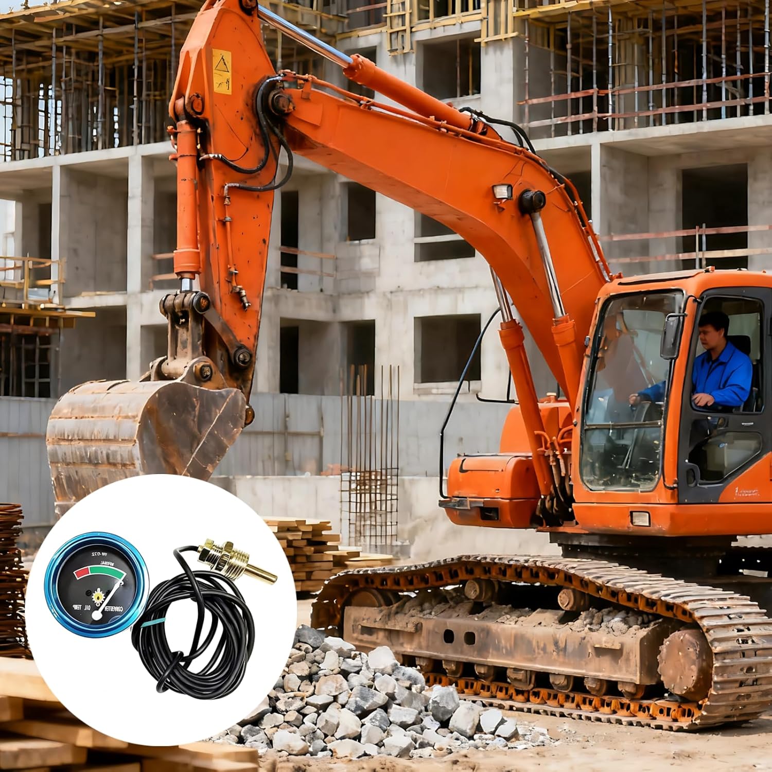 80 in / 203 Cm Sensor Cable Pressure Gauge Kit 1W7550, Metal Construction Excavator Part Monitor
