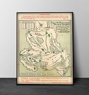 Golf Wall Art Poster Decor - Vintage 1954 Masters Augusta National Golf Club Course - Golf Gifts for Men and Women - Golf Gifts for Men and Women - Unframed Artwork 23x31 Inches