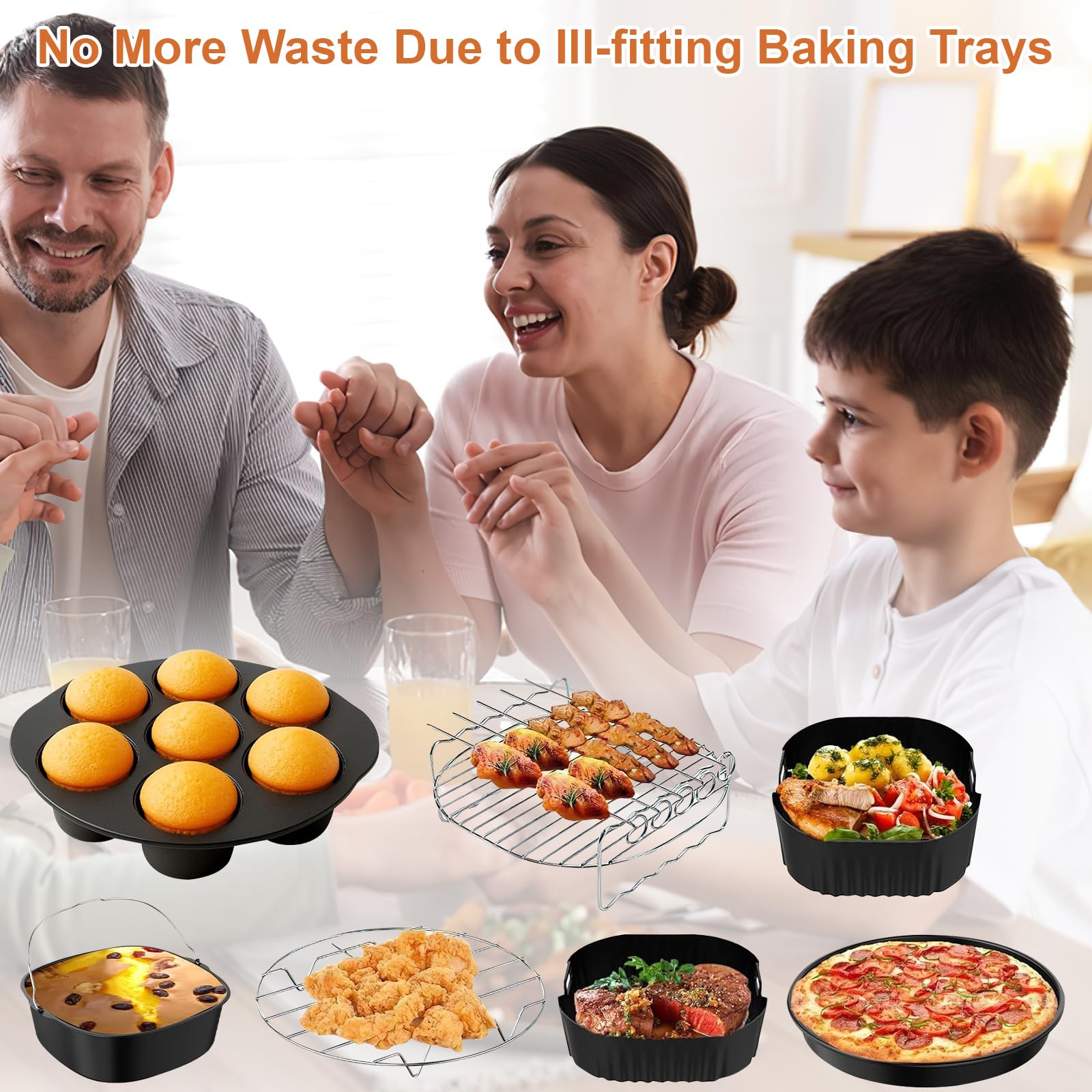 Akcesoria do Frytkownicy na Gorące Powietrze Cosori Turbo Tower/Pro/Smart | 16-Częściowy Zestaw Akcesoriów do Frytkownicy Airfryer 6,5 l/4,3 l Double Stack Air Fryer Silikonowa Wkładka