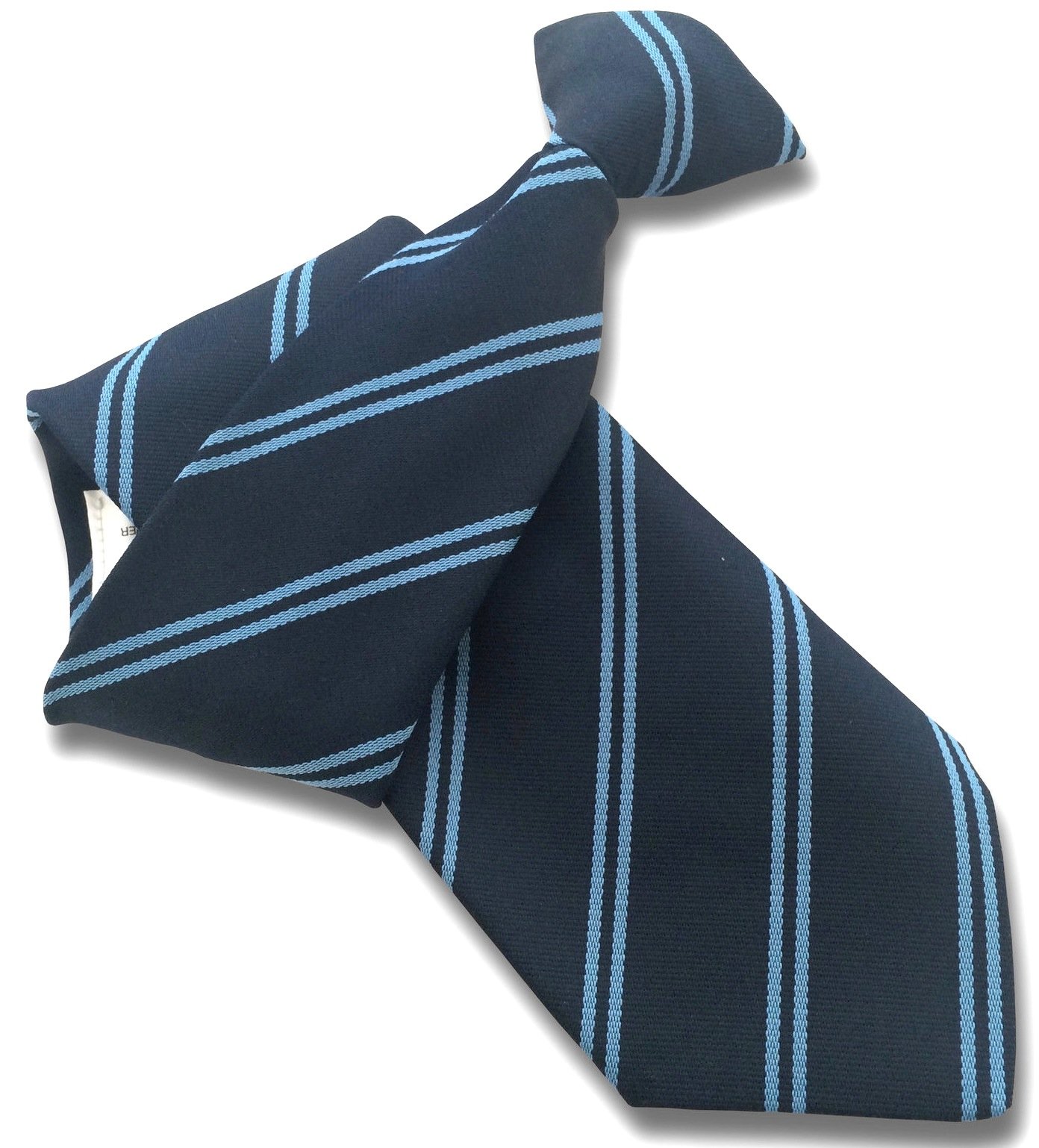 Men's Navy with Sky Blue Double Stripes Clip On Tie