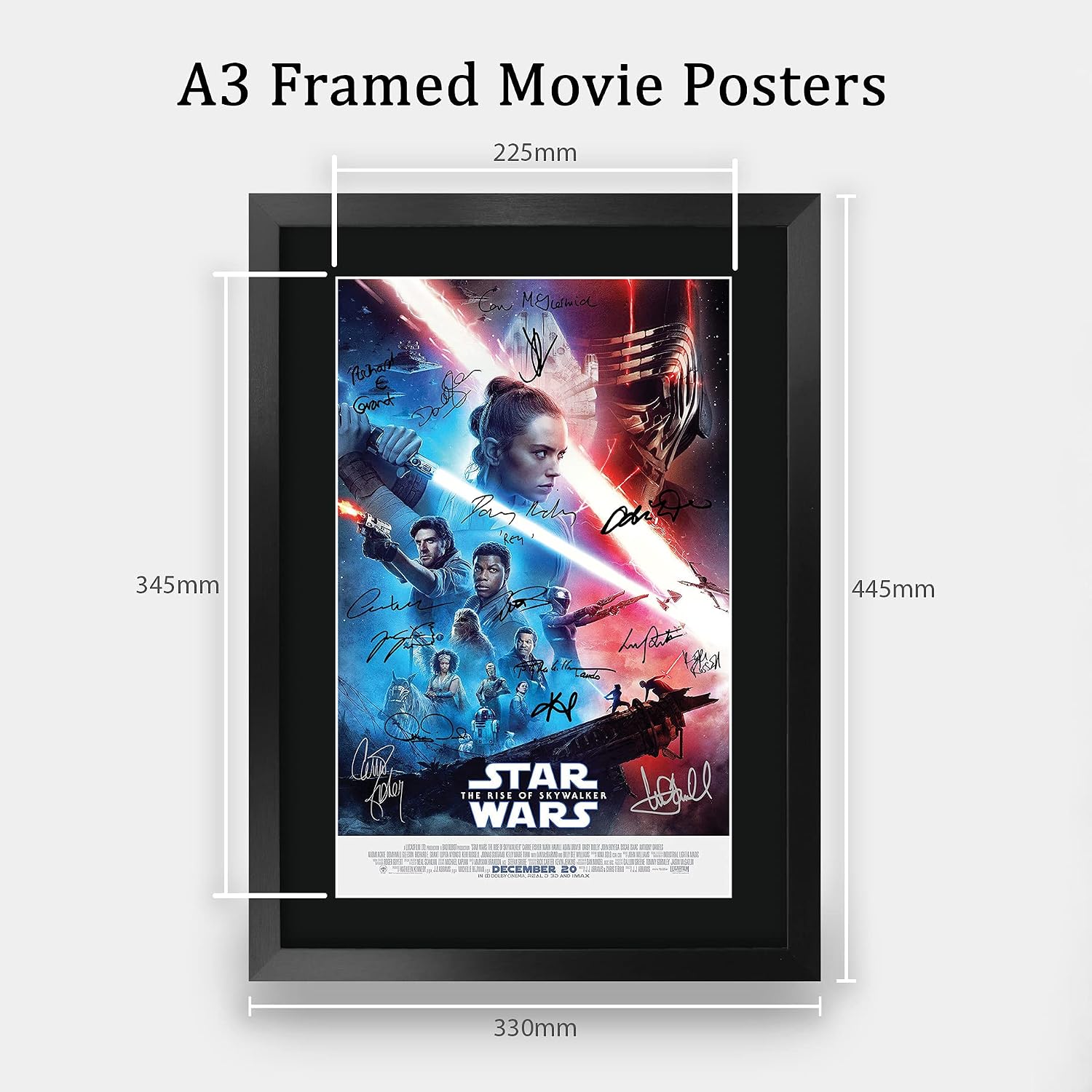 HWC Trading The Rise of Skywalker Star Wars 16 x 12 inch Framed Gifts Printed Poster Signed Autograph Picture for Movie Memorabilia Fans - 16" x 12" Framed