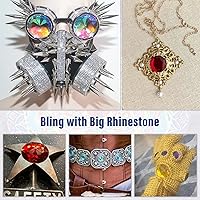 Vista 8 de Allstarco Joyas redondas autoadhesivas extra grandes de 1.969 in, diamantes de imitación acrílicos para cosplay, 2 piezas, Plástico Plata Acrílico