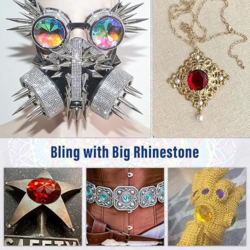 Miniatura 4 de Allstarco Rubí rojo H103 de 1.693 in, con parte trasera plana, gemas acrílicas redondas de grado profesional envueltas individualmente, 4 piezas