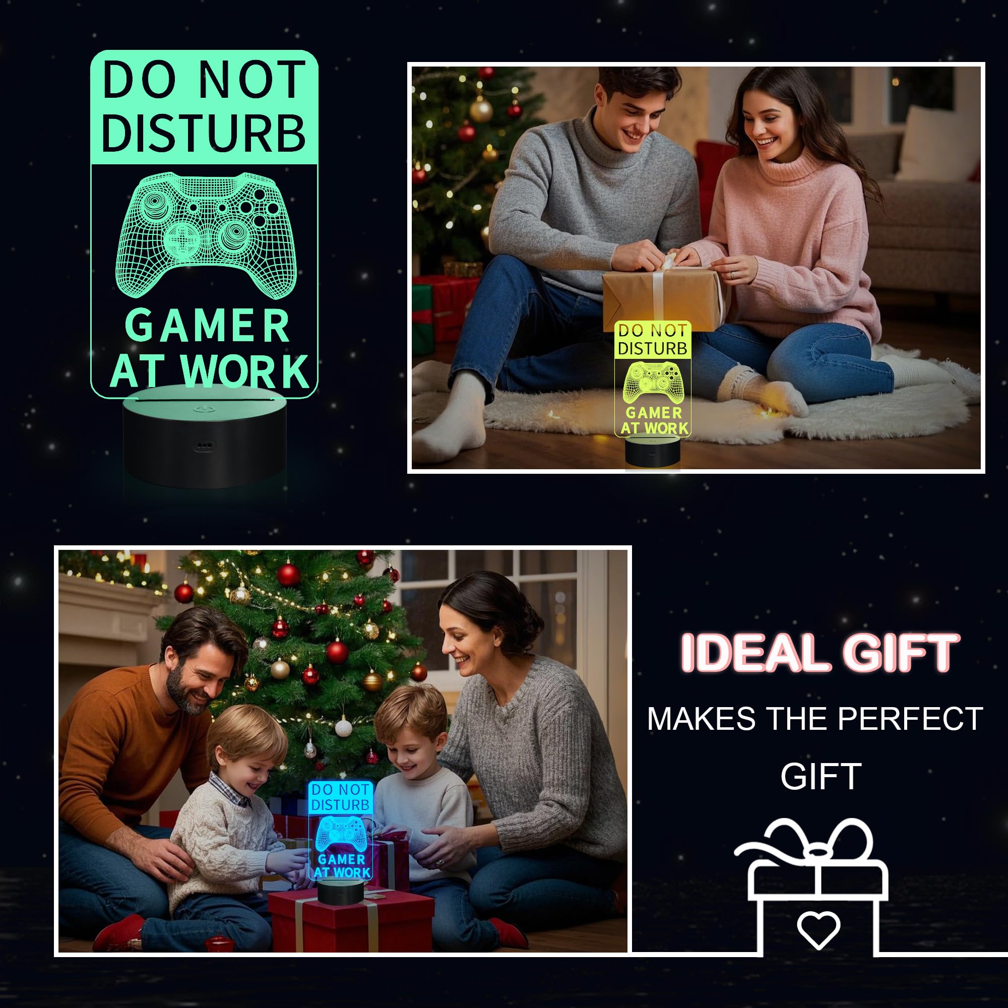 YuanDian Do Not Disturb Gamer at Work Night Light Gamepad Graphic Video Games Gamer Gift Funny 3D Illusion — view 6