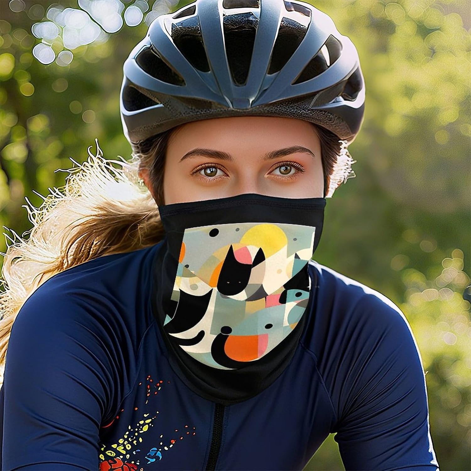 Mid-Century Modern Art Cat Neck Gaiter Face Mask UV Protection for Men Women, Breathable Quick Dry Face Cover Bandana Outdoor Sports Balaclava Wind-Proof for Hiking Skiing Motorcycle Cycling