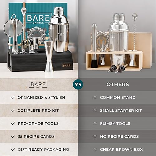 Miniatura 6 de BARE BARREL Mixology Bartender Kit Bar Set  Juego de coctelera Martini de 14 piezas  Herramientas profesionales de mezcla de barware para el hogar