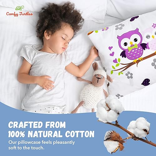 Miniatura 2 de Funda de almohada de 13 x 18 pulgadas, diseño de búho, funda de almohada de algodón para niños, funda de almohada de viaje de animales del bosque,