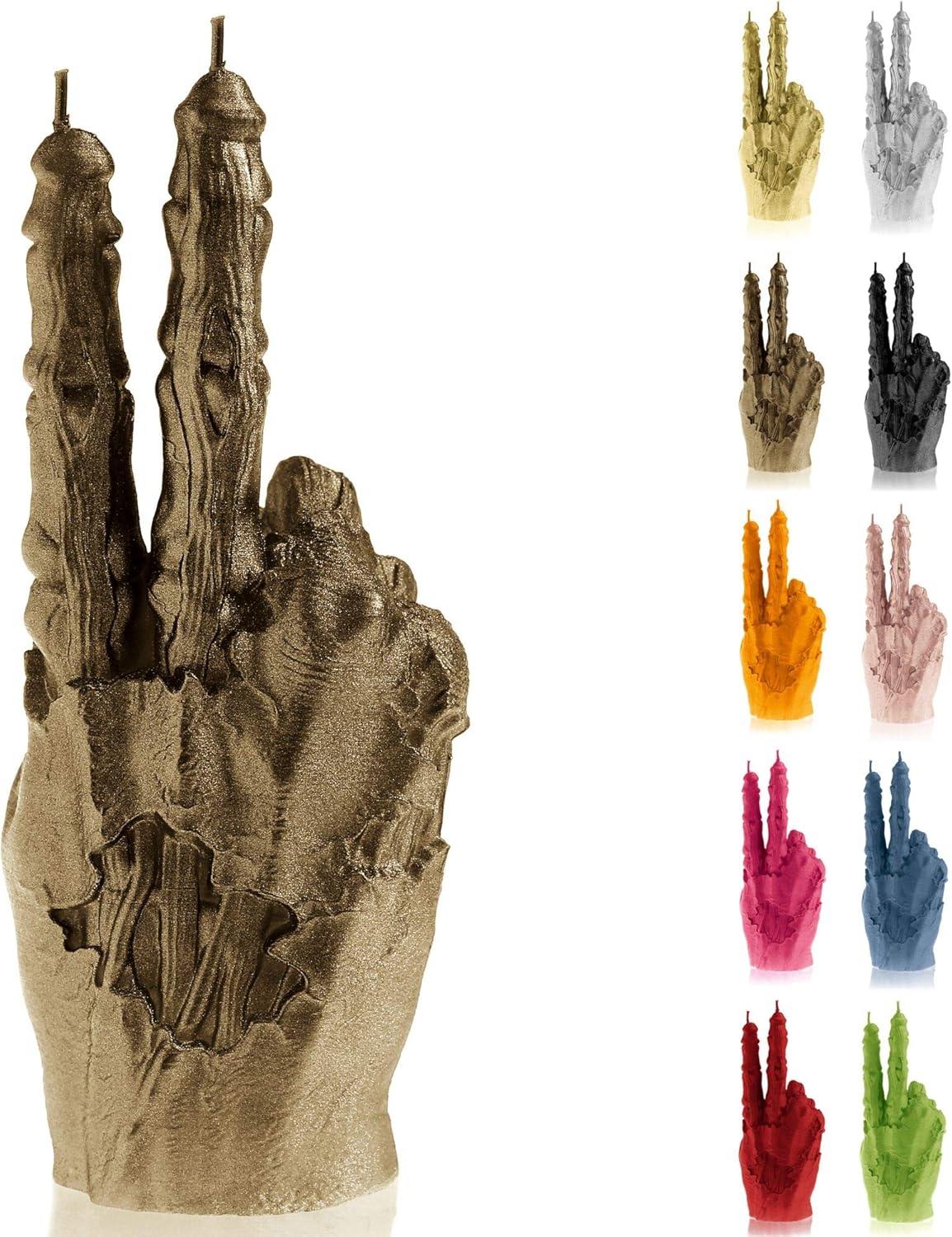 Candellana Candle Victory-Sign Zombie Hand Low Poly Height 21 cm Handmade in The EU