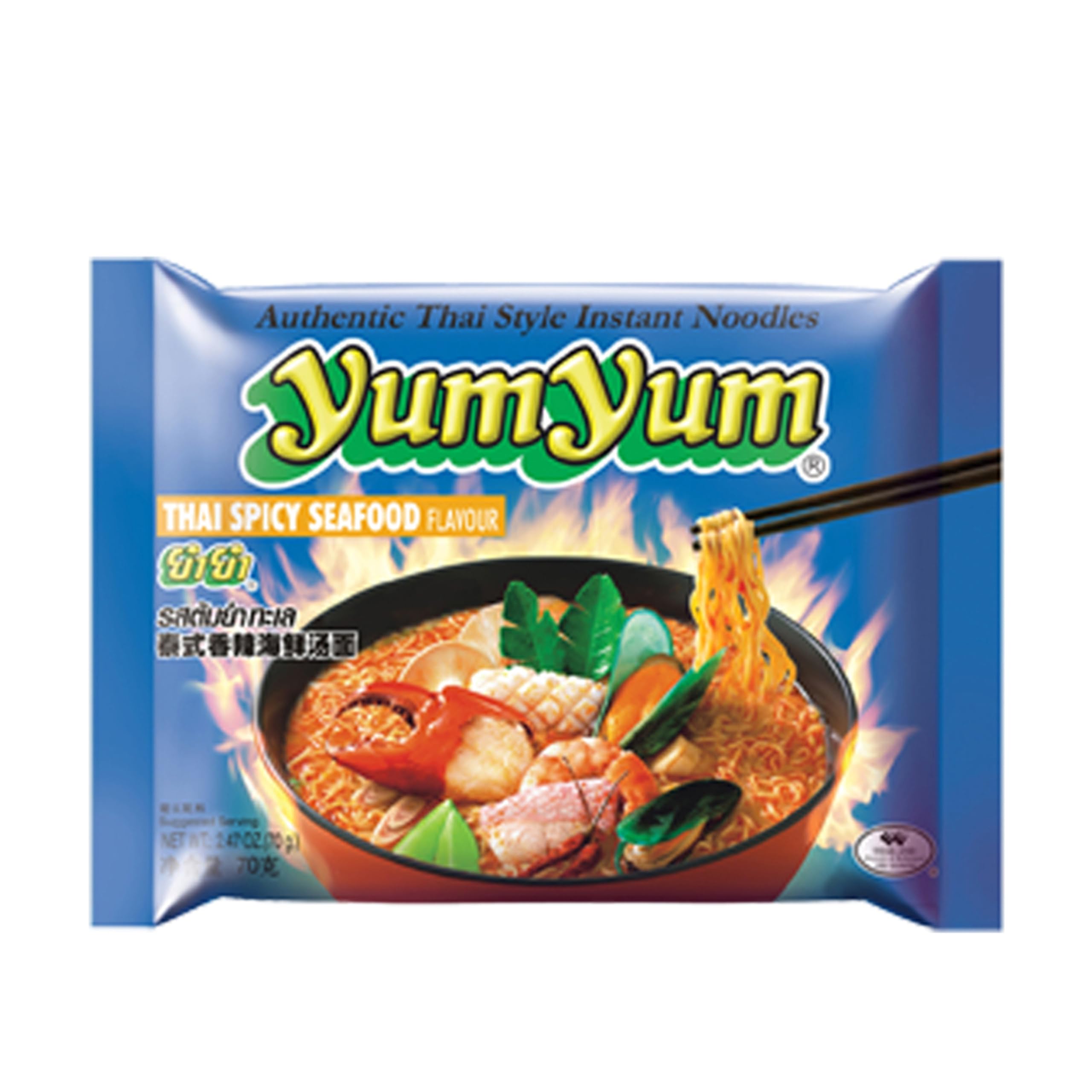YumYum Thai Spicy Seafood Flavour 120x70g Asiatische Instant Nudeln mit Geschmack von Meeresfrüchten, sofortiger Genuss als Snack, authentisch thailändisches Aroma, scharf, Produktion in Thailand