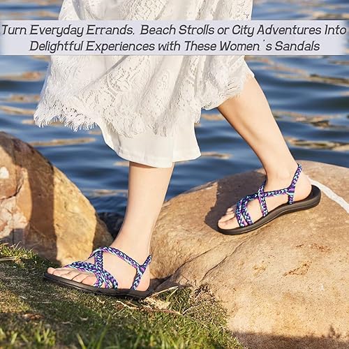 Miniatura 5 de MEGNYA Sandalias para mujer, cómodas, planas, con soporte de arco, impermeables, para caminar, senderismo, viajes, bodas, playas y lugares con agua