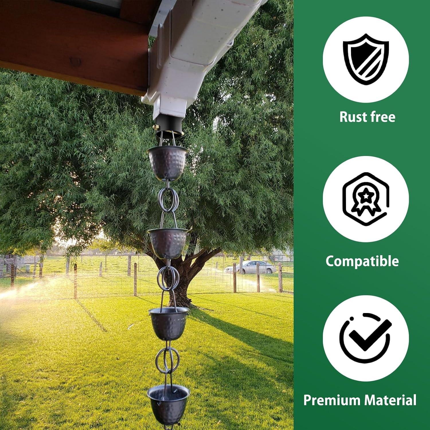 4 Pack Rain Chain Adapter for Gutter Rain Chain for Outside Metal Rain Chain Adapter with Bolt Rain Chain Gutter for Outside Gutter Downspout