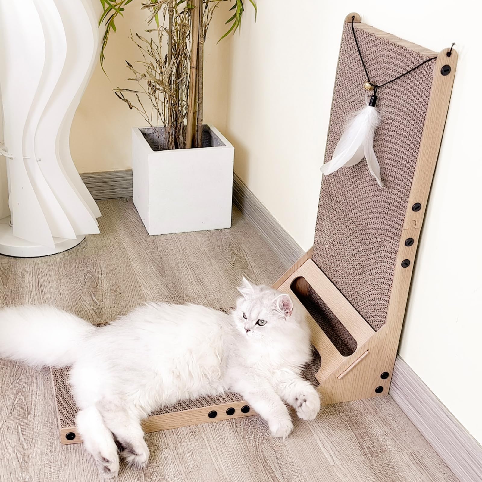 Miwoowim 4 Pcs Cat Scratcher Wall Mounted Scratch Pad +Cat