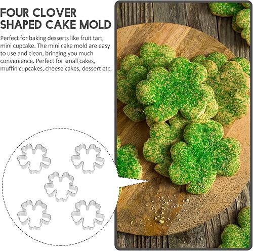 Miniatura 7 de OSALADI Juego de 5 cortadores de galletas de metal para el día de San Patricio, juego de cortadores de galletas de acero inoxidable para pastelería