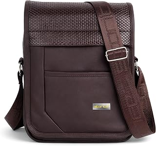 Storite Stylish PU Leather Sling Cross Body Travel One Side Shoulder Office Business Bag for Men & Women (20.5x6x30cm, Dar... Price In India