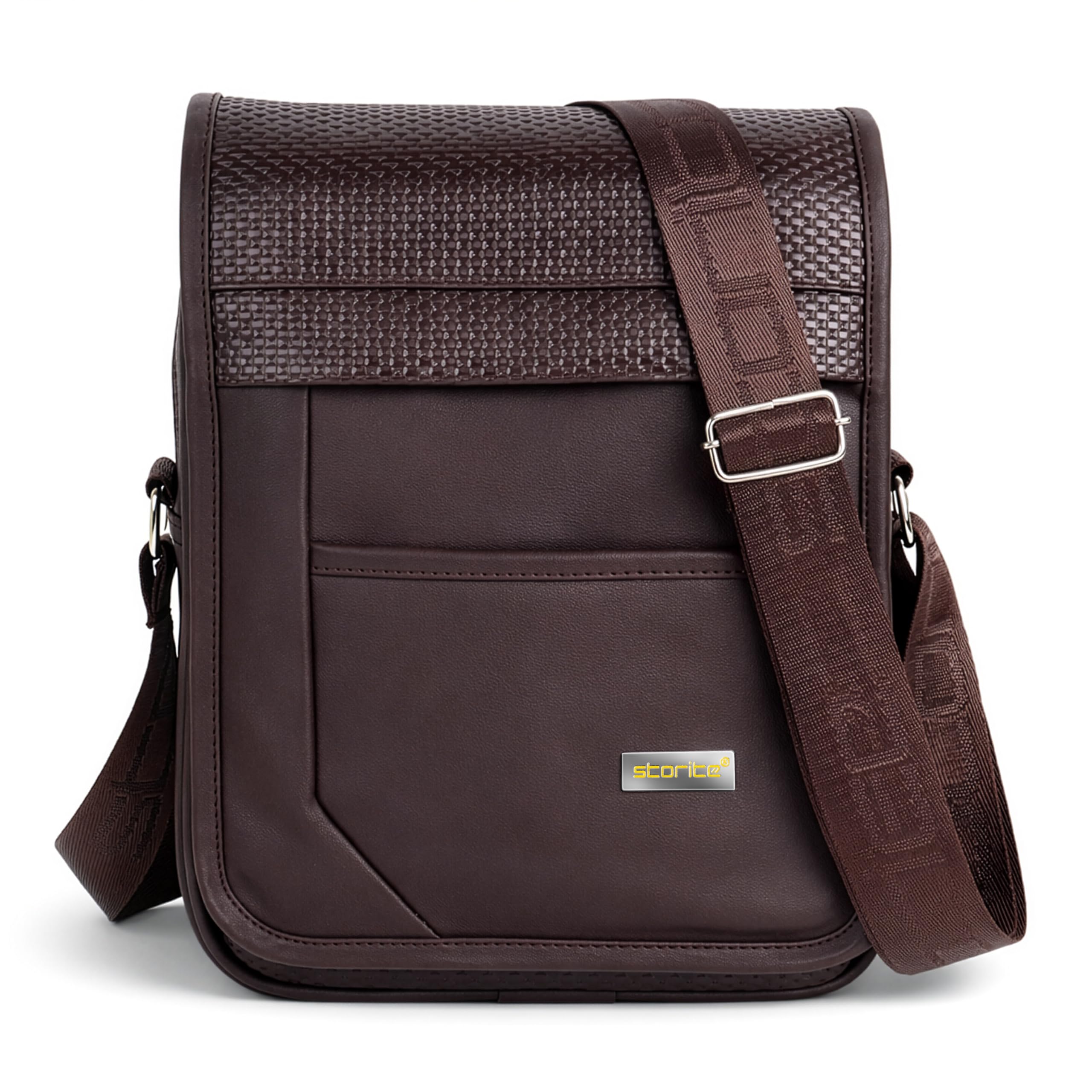 Stylish PU Leather Sling Cross Body Travel One Side Shoulder Office Business Bag for Men & Women (20.5x6x30cm, Dark Brown)-image-32