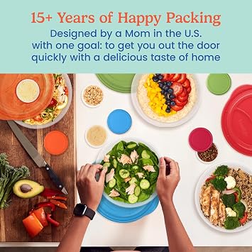 Bentgo Easyboxes Salad-to-Go Containers - 8-Piece Set: 4 Bowls, Leak-Proof Dressing Cups Built-In & 4 Fitted Lids Seal in Freshness; Reusable/BPA-Free for Salad, Pasta, Cereal (Classic)