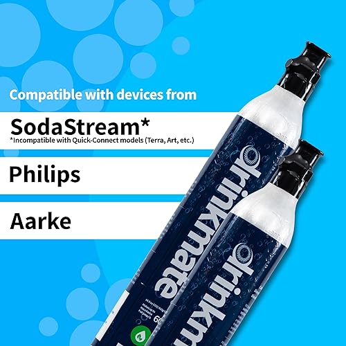 Miniatura 5 de Drinkmate Cilindros roscados de carbonatación de intercambio de CO2 de 60 L, compatible con SodaStream (tornillo), Aarke, Ninja Thirsti, 14.5 onzas,