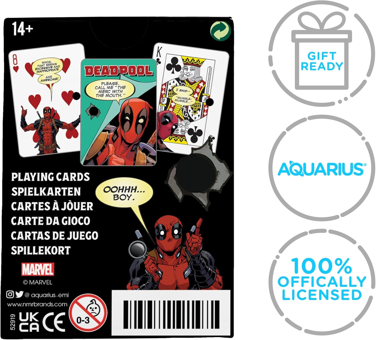 Aquarius Deadpool Quotes Playing Cards - Deadpool Themed Deck of Cards for Your Favorite Card Games - Officially Licensed Deadpool Merchandise & Collectibles