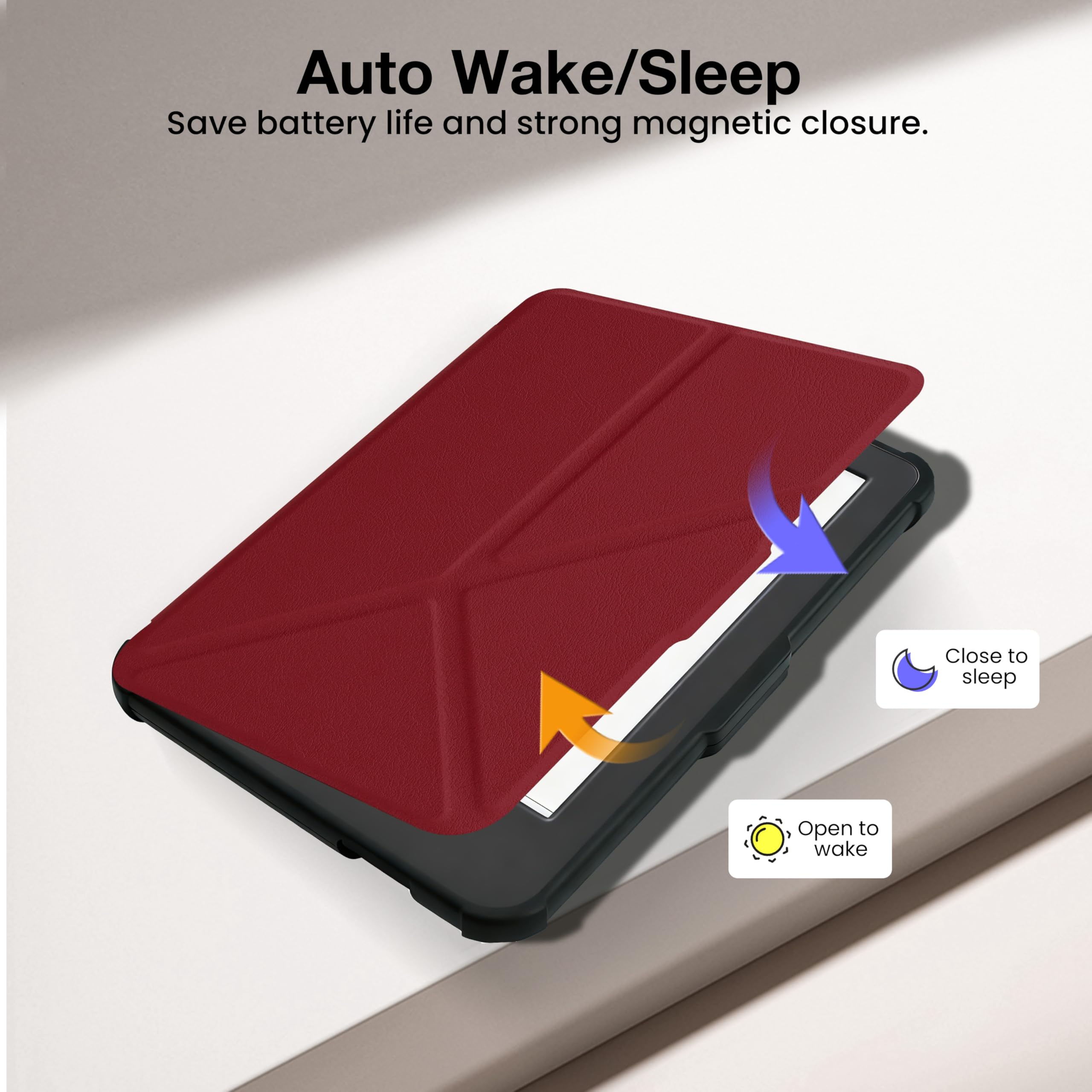 Funda para Kobo Clara Colour (2024)/Clara BW (2024)/Clara 2E - Funda de 6 pulgadas con soporte de origami y encendido y apagado automático, incluye protector de pantalla, compatible con modelo N367 — view 3
