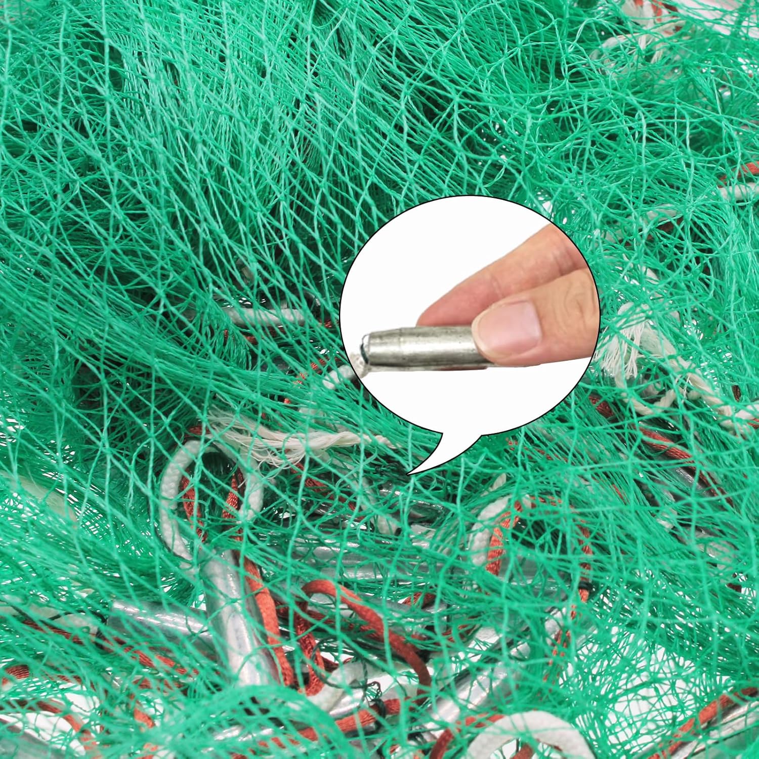 Saltwater Fishing Cast Net Eco-Friendly Rubber Sinker 1/2 Inches Mesh for Bait Shrimp Trap Fish Size 4FT/5FT/6FT/7FT/8FT/9FT/10FT/11FT/12FT Radius