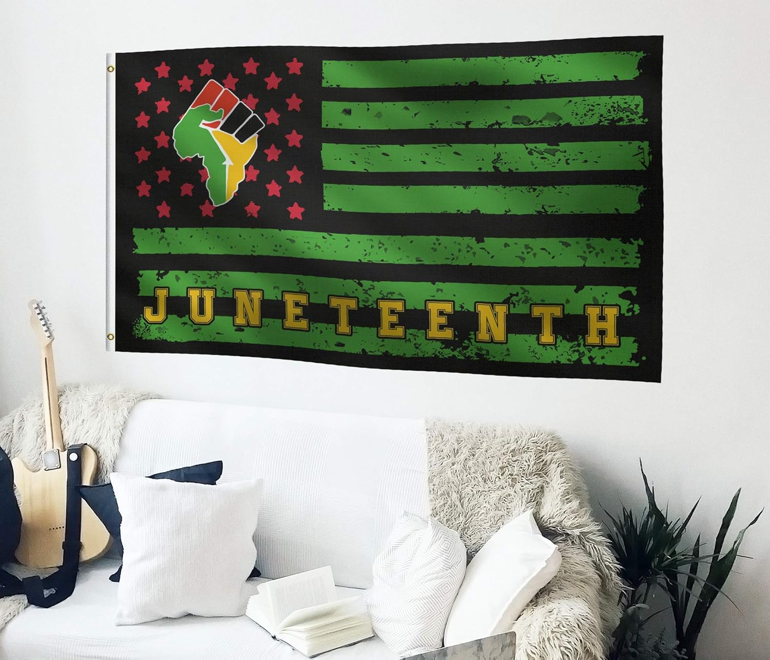 3x5 ft Juneteenth African Fist American Flag: 100% Polyester Banner, Brass Grommets & Strong Canvas Header, For Use Outdoor or Indoor (Double Sided)