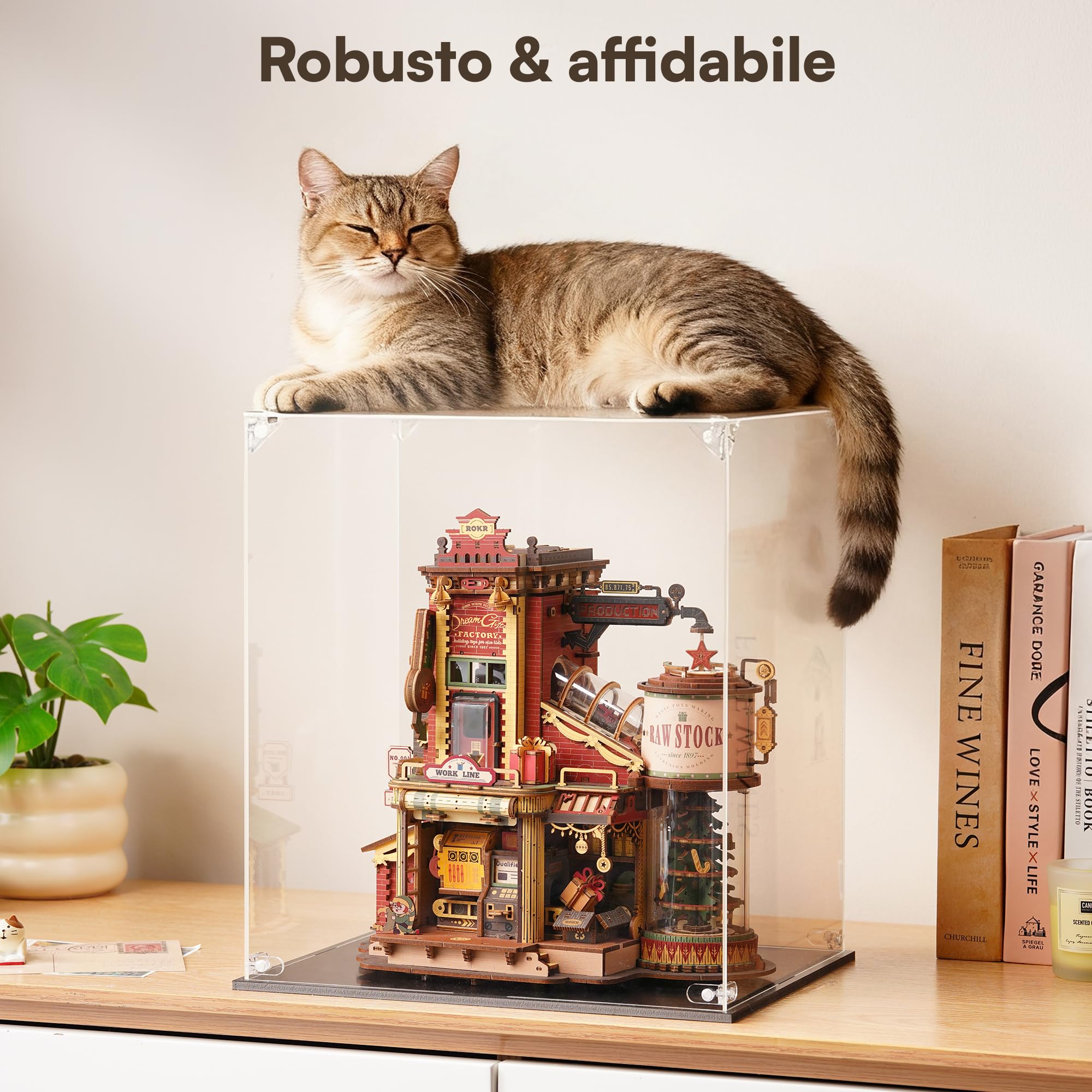 ROKR Teca in Acrilico 28,6x22,9x31,3cm (11,25"x9"x12,32") Custodia Trasparente Antipolvere per Modellini, Puzzle 3D e Action Figures