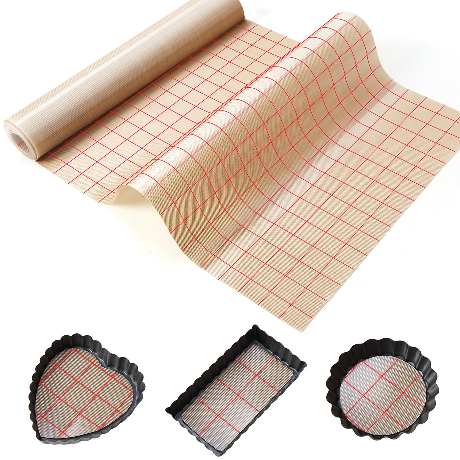 Silikon-Backmatte, 40,6 cm x 1,5 m, frei schneidbar, rutschfeste Backmatte, antihaftbeschichtet, wiederverwendbar, Luftfritteusen-Auskleidung, Ofeneinlagen, Thekenmatte, Gefriertrocknermatte, leicht