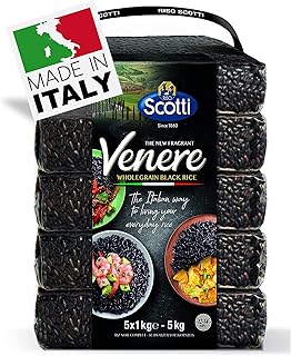 Black Rice, Venere, Product of Italy, All Natural, Non-GMO, Gluten-Free, Riso Scotti (Black Rice 11 lbs (5 x 1kg))