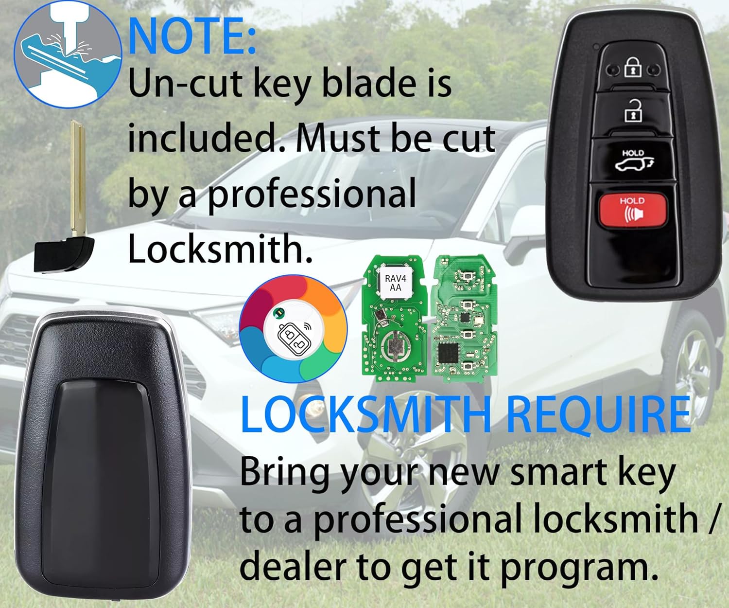 Smart Key for Toyota RAV4 2020-2023, Alliskeys Smart Remote Key Fob Fit for Toyota Highlander 2019-2023 HYQ14FBC 231451-0351 8990H-0R030 8990H-0E020