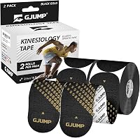 GJUMP Kinesiology Tape Precut 40 Strips (2 Rolls) - Waterproof Breathable Sports Tape for Pain Relief, Joint Support & Muscle Recovery