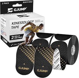 GJUMP Kinesiology Tape Precut 40 Strips (2 Rolls) - Waterproof Breathable Sports Tape for Pain Relief, Joint Support & Muscle Recovery