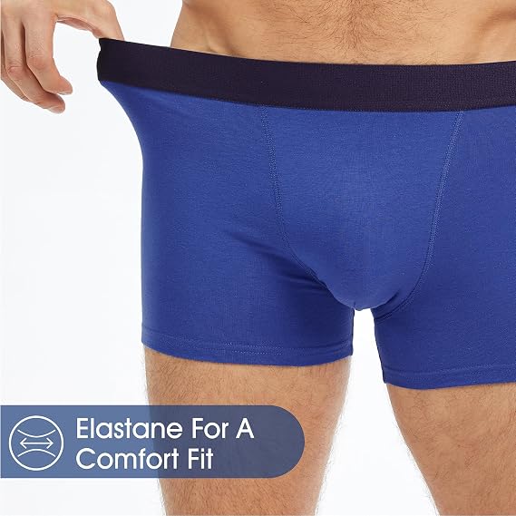 Men’s Boxer Shorts 5 Pack Cotton Blend Men’s Boxers Underwear with 4-Way Stretch, Breathable Soft Fabric, Ergonomic Fit, Double Front Panel & Elastic Waistband for Everyday Comfort