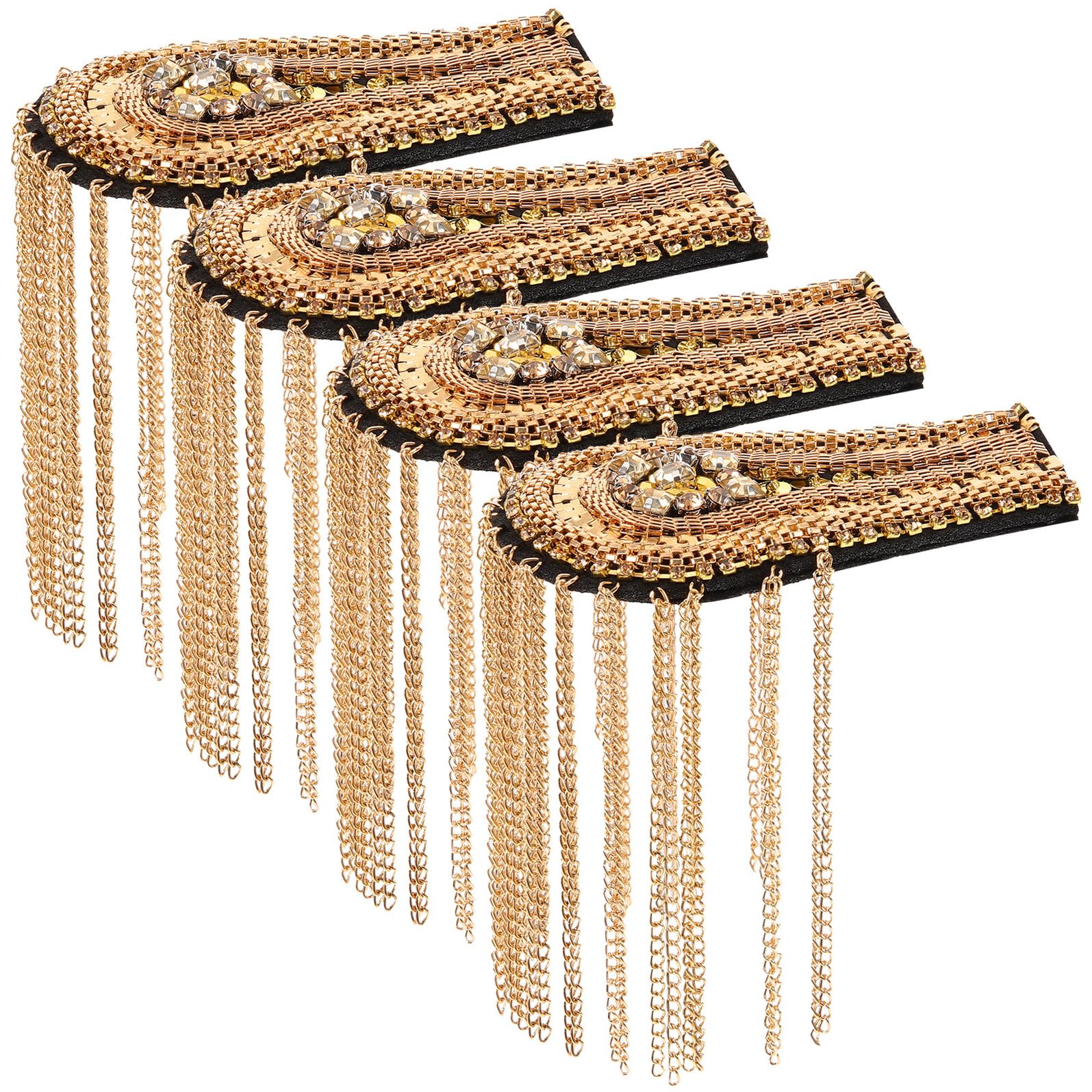 Épaulettes à pompons métalliques argentés et chaînes fluides pour customisation