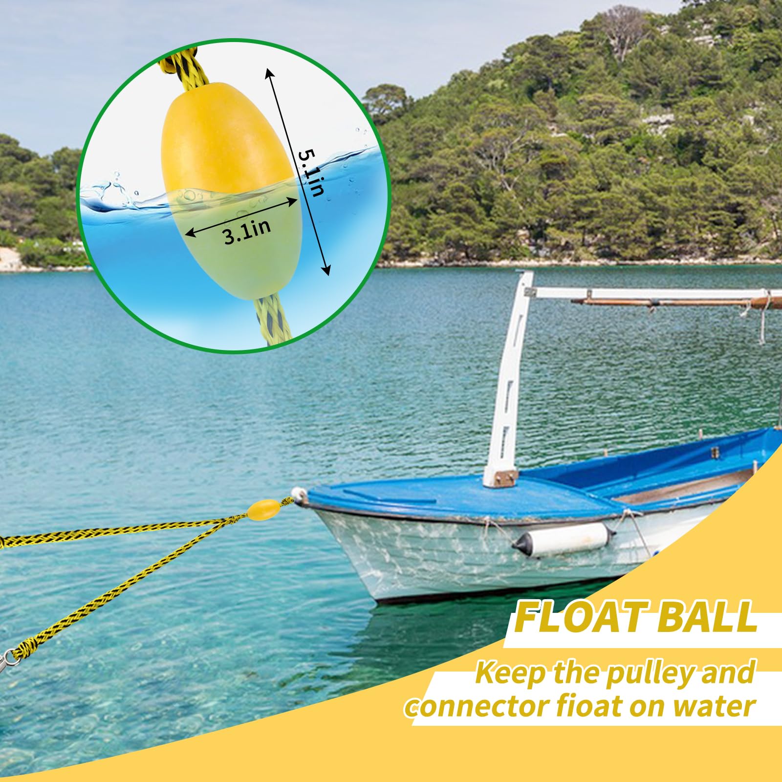 Arnés de remolque con flotador, cuerda de remolque de barco para tubo, arnés de remolque resistente para esquí acuático, wakeboard, rodillas, 8 pies