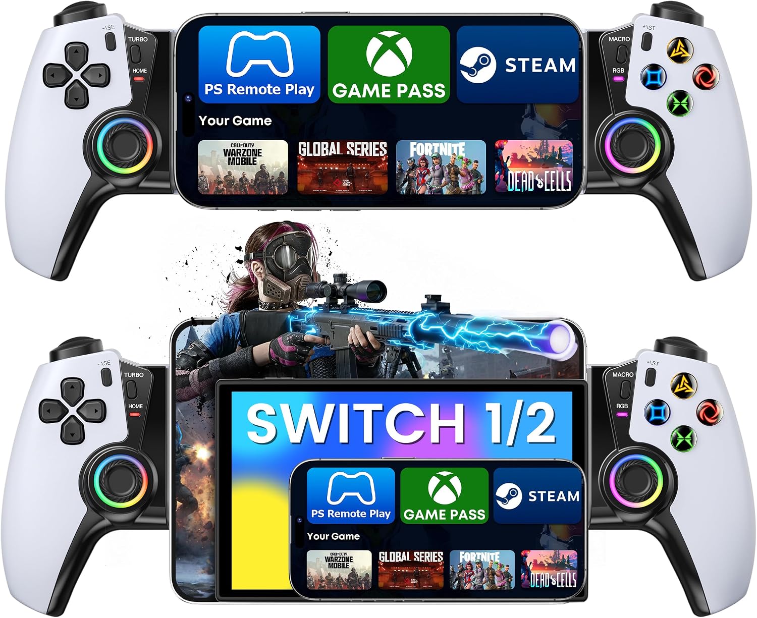 Bluetooth iOS/Android      PS Remote Play/Xbox Cloud/Steam Link/GeForce Now    600mAh  LED