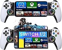 Vista 1 de Phone Controller for iPhone/Android/Switch 1/2/OLED/iPad Mini With Hall Joystick, Wireless LED Mobile Gaming Controller for iOS Support PS Remote